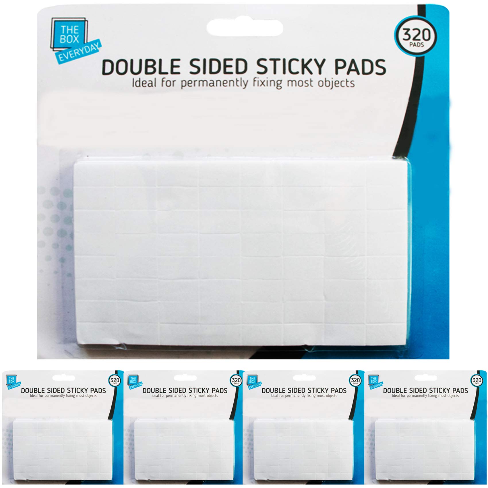 THE BOX EVERYDAY 320 OR 1600 x Double Sided Sticky Pads Mounting Adhesive Work Office Home Art Foam Craft Artist Tabs UK FREE P&P (5x Packs (1600 Stickers))