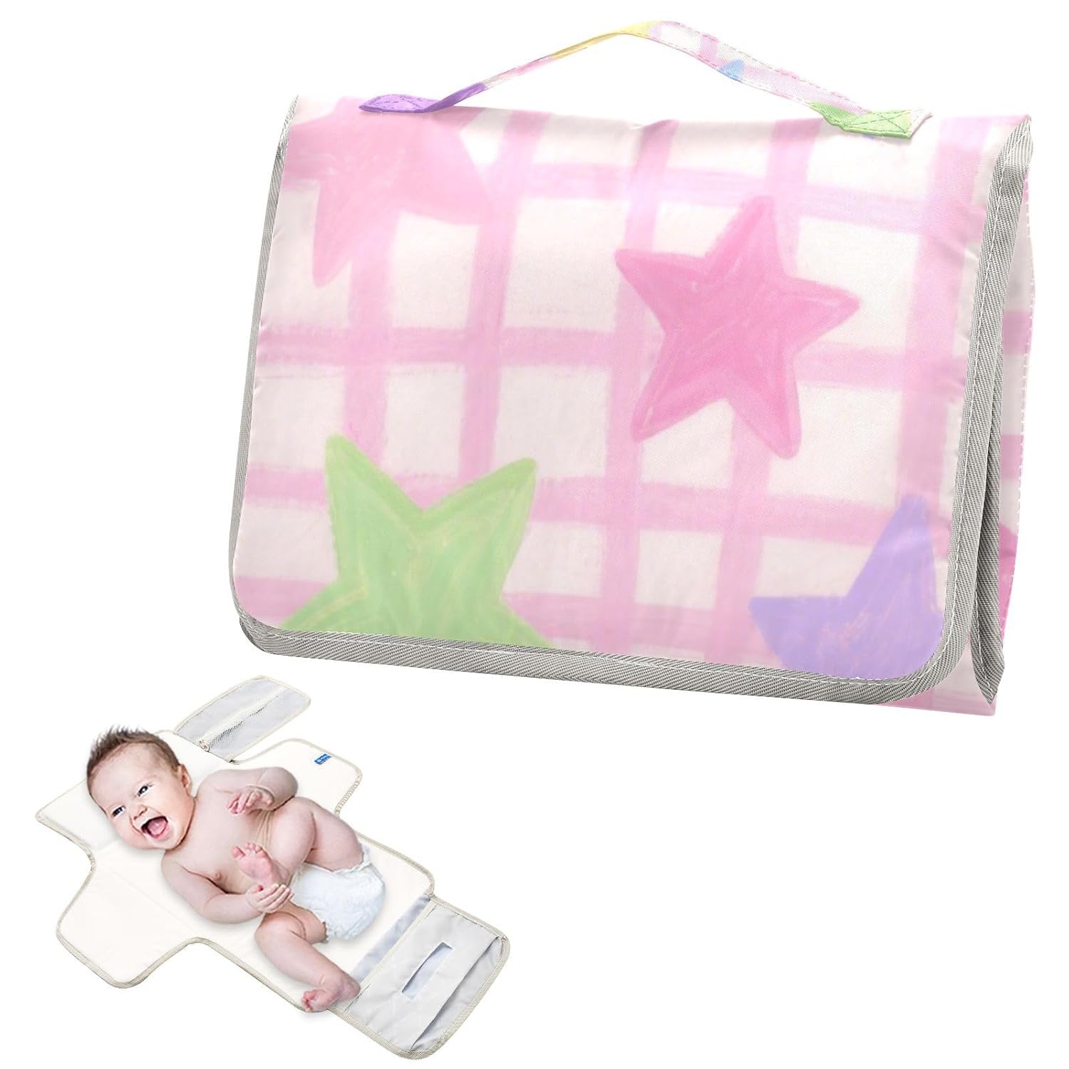 Cute Cartoon Blue Elephant Reusable Diaper Changing Pads with Tissue Pocket Portable Baby Changing pad with Built-in Pillow cambiadores de pa?ales para Bebes