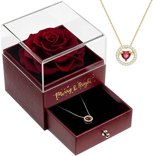 Regalo para mujer Sunia de rosa real preservada con dije de corazón ideas originales de regalo para su mamá novia abuela día de San Valentín día de