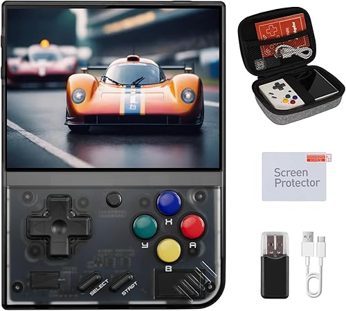 Miyoo Mini Plus, consola de juegos retro con tarjeta de memoria 64G, pantalla IPS de 3.5 pulgadas, batería de larga resistencia de 3000 mAh, con