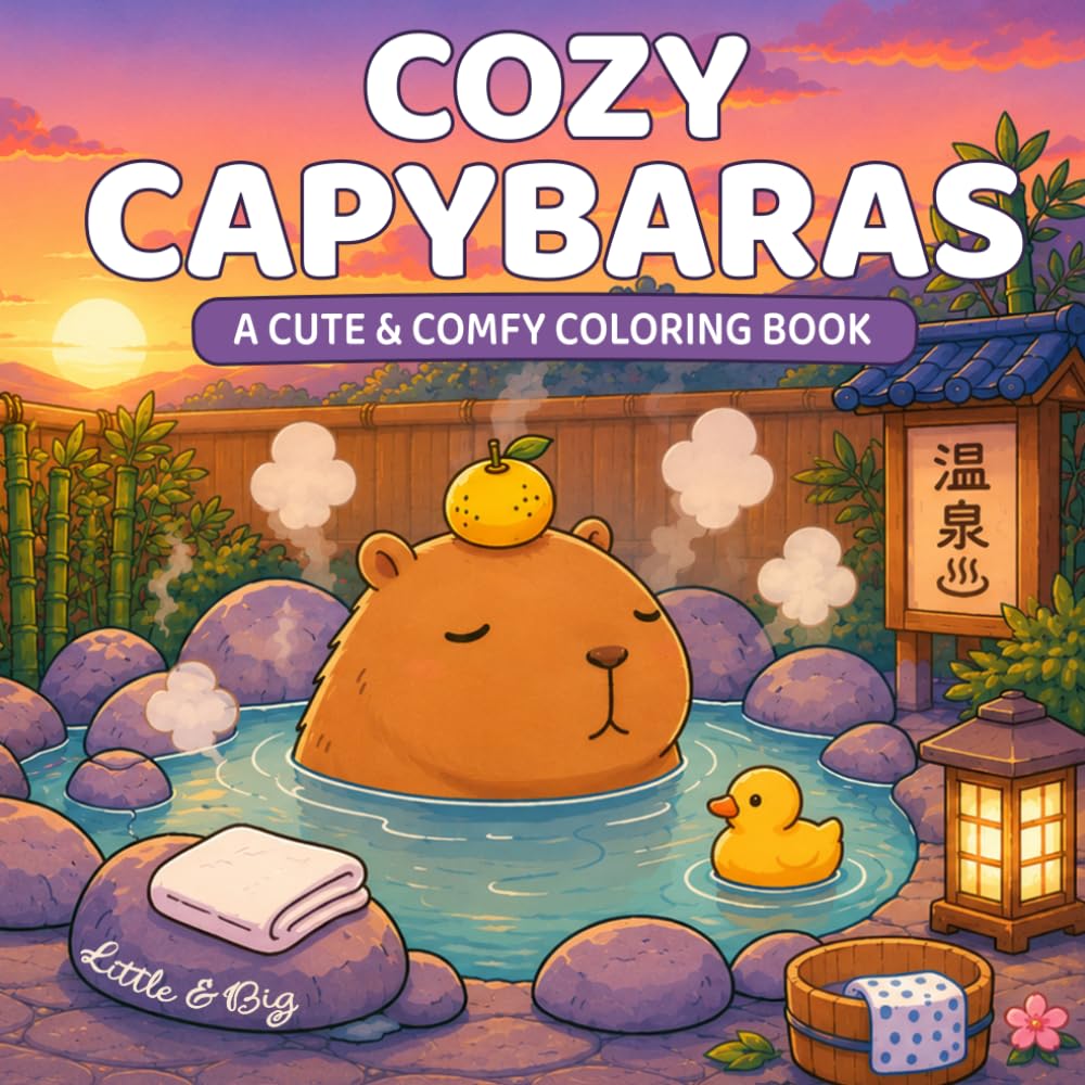 Cozy Capybaras: Bold & Easy Coloring Book for Adults and Teens – Chill Capybaras in Cozy Hygge Moments for Stress Relief (Cozy Critters)