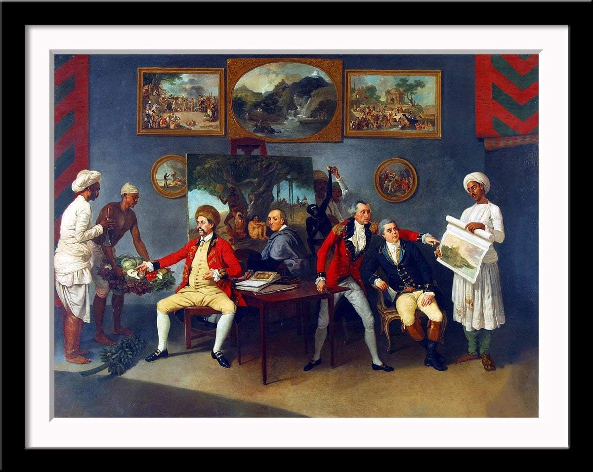 General Claude Martin And His Friends with the painter in the background at Lucknow By Johan Zoffany - Small Framed Poster(Paper,17 x 12 inches, MultiColour)