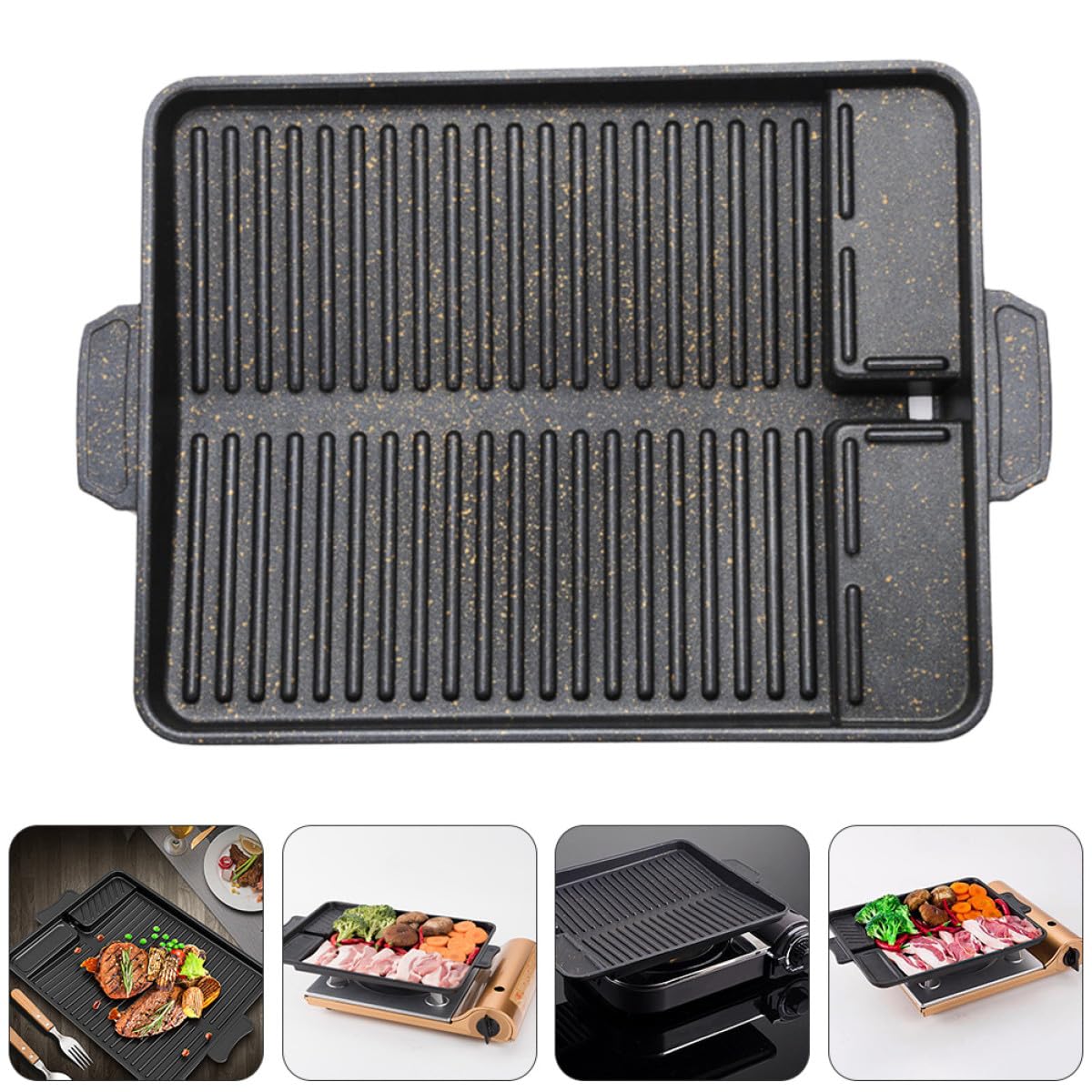 SUPVOX Teglia Barbecue Piastra Grill Antiaderente in Lega di Alluminio Nera