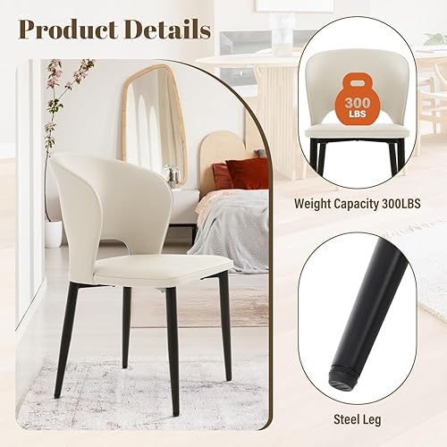 Miniatura 3 de Homcosan Juego de 2 sillas de comedor, modernas sillas de cocina con estructura cruzada y exquisito diseño de tuberías, fácil montaje, sillas de