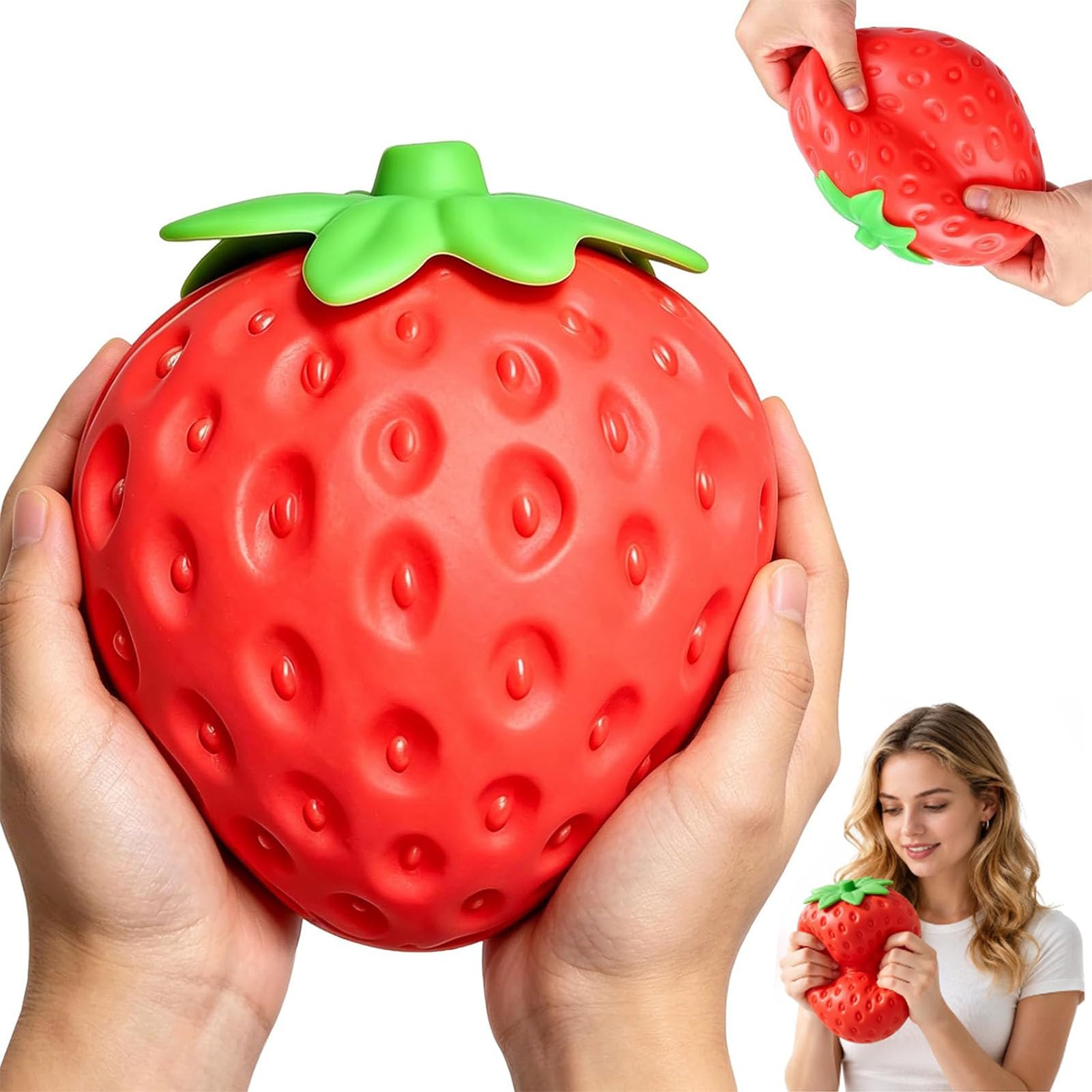 Giant Strawberry Squishy, Jumbo Big Strawberry Stress Ball