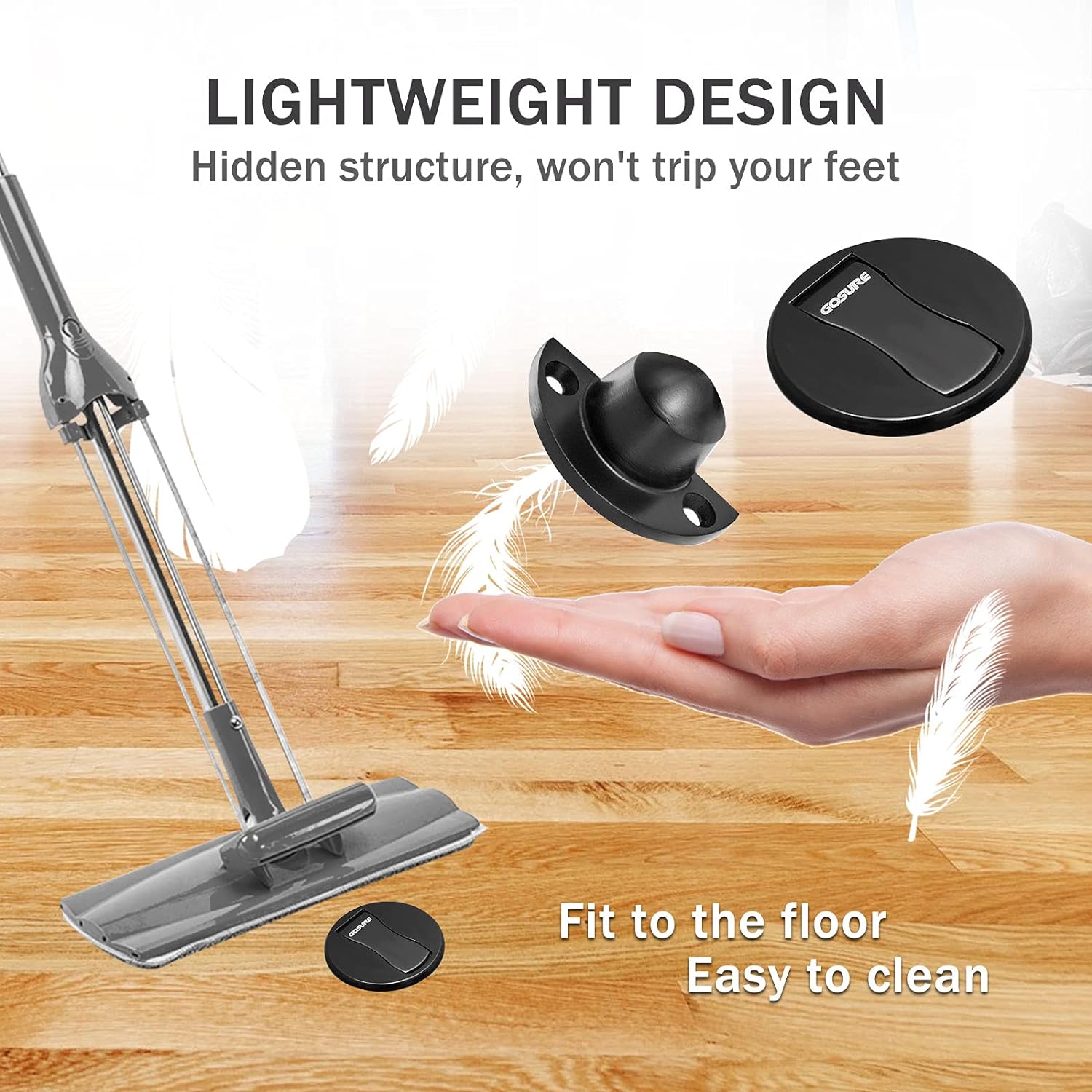 Floor Mount Magnet Door Stopper - Invisible Magnetic Door Stop, Magnets Door Stops Wall Prop Hold Open Doorstop, with 3M Adhesive No Drilling, for Home Office Bedroom Door Stop (Black, 1pcs) image 4