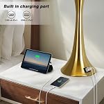 Rinweey 27.5" Gold Lamps for Living Room, Touch Control 3-Way Dimmable Bedside Nightstand Lamps Bedroom Lamp,Modern Gold Table Lamp with USB A+C Ports,Tall Lamps for Living Room End Table（1Pack）