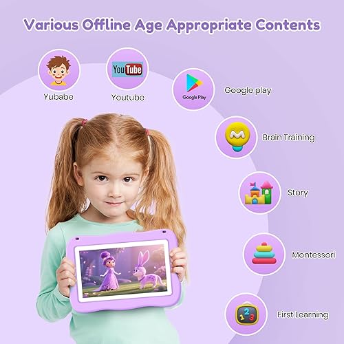 Miniatura 2 de Tableta para Niños de 7 Pulgadas, Tableta para Niños Pequeños con Controles Parentales, Cámara, Funda a Prueba de Golpes, Aplicaciones de