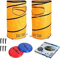 Vista 1 de Juego de lanzamiento de discos plegables, juego de lanzar discos voladores, incluye 2 objetivos de disco con bolsa de frijol, 2 discos voladores