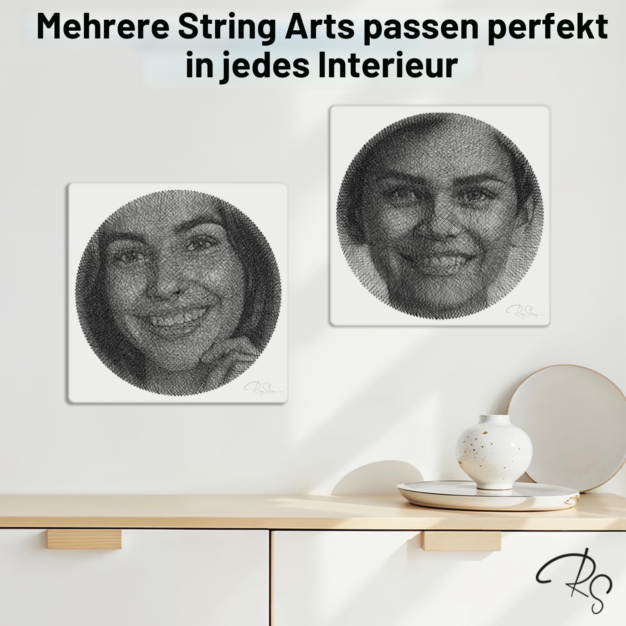 String Art Fadengemälde DIY personalisiertes Geschenk eigenes Bild Garnportrait Wandbild Mini 35x35 cm