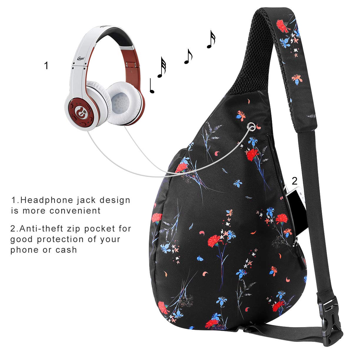 Sportivo Zaino Monospalla Viaggio Petto Borsa Monospalla Crossbody Zaino Spalla Antifurto Petto Borsa Spalla Casual per Uomo Donna Adolescenti Vita Lavoro Outdoor Viaggio Ciclismo