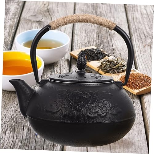 Miniatura 5 de Tetera de hierro fundido Calefacción Olla de agua con mango Tetera Estufa Tetera de calentamiento de agua Olla de agua Tetera engrosada Tetera de