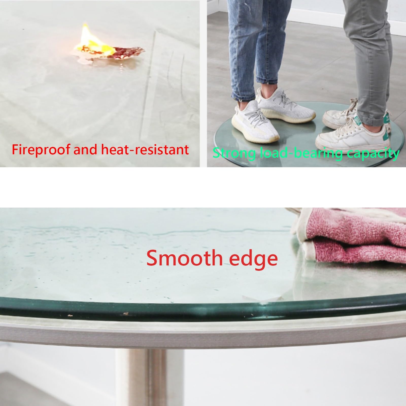 Plateau de Table Rond en Verre trempé 8 mm d'épaisseur, for à Manger(55CM(21IN))