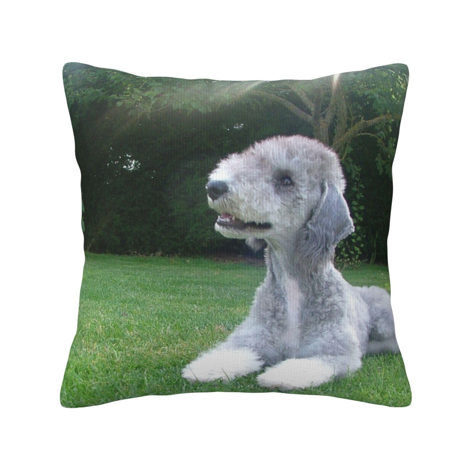 Yunweikeji As Picture Bedlington Terrier Funny Dogs Furry Dogs Pets, Pillow Cover Decorative Throw Pillowcase Soft Polyester Cushion Covers 45X45 Cm