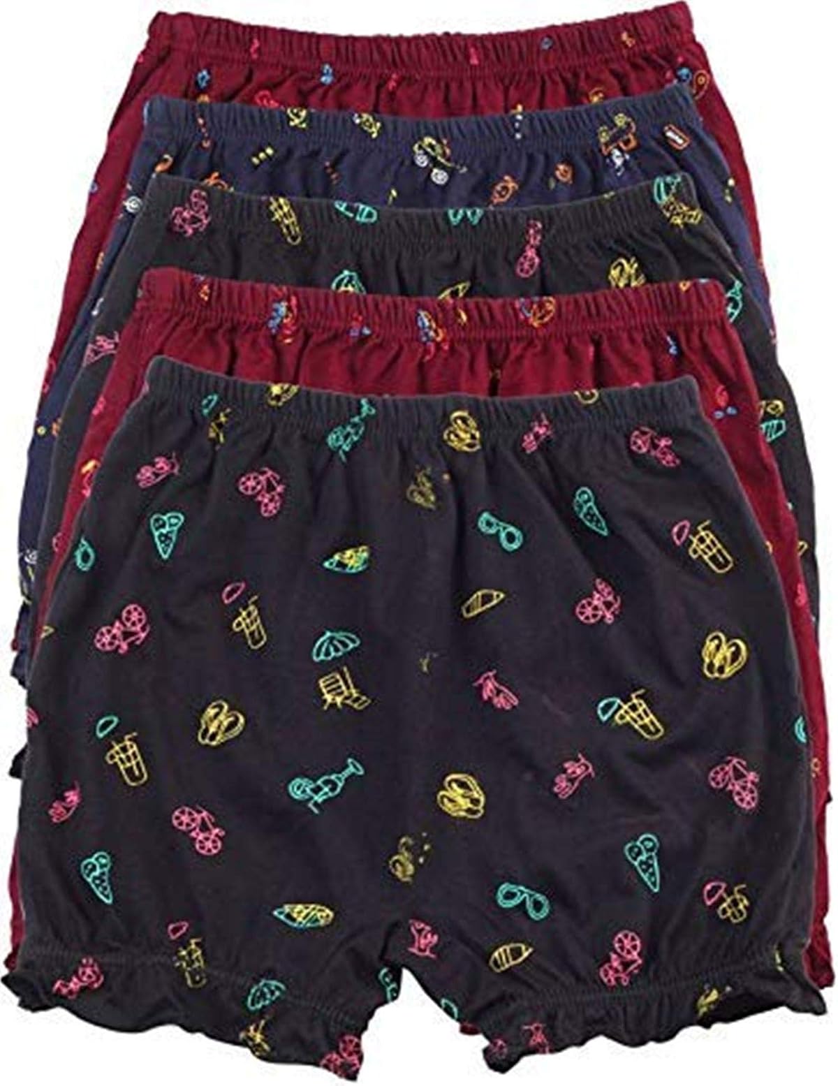 Fashion Hub Girl's Cotton Print Bloomer (Multicolour, 17-18 Years) Pack of 5