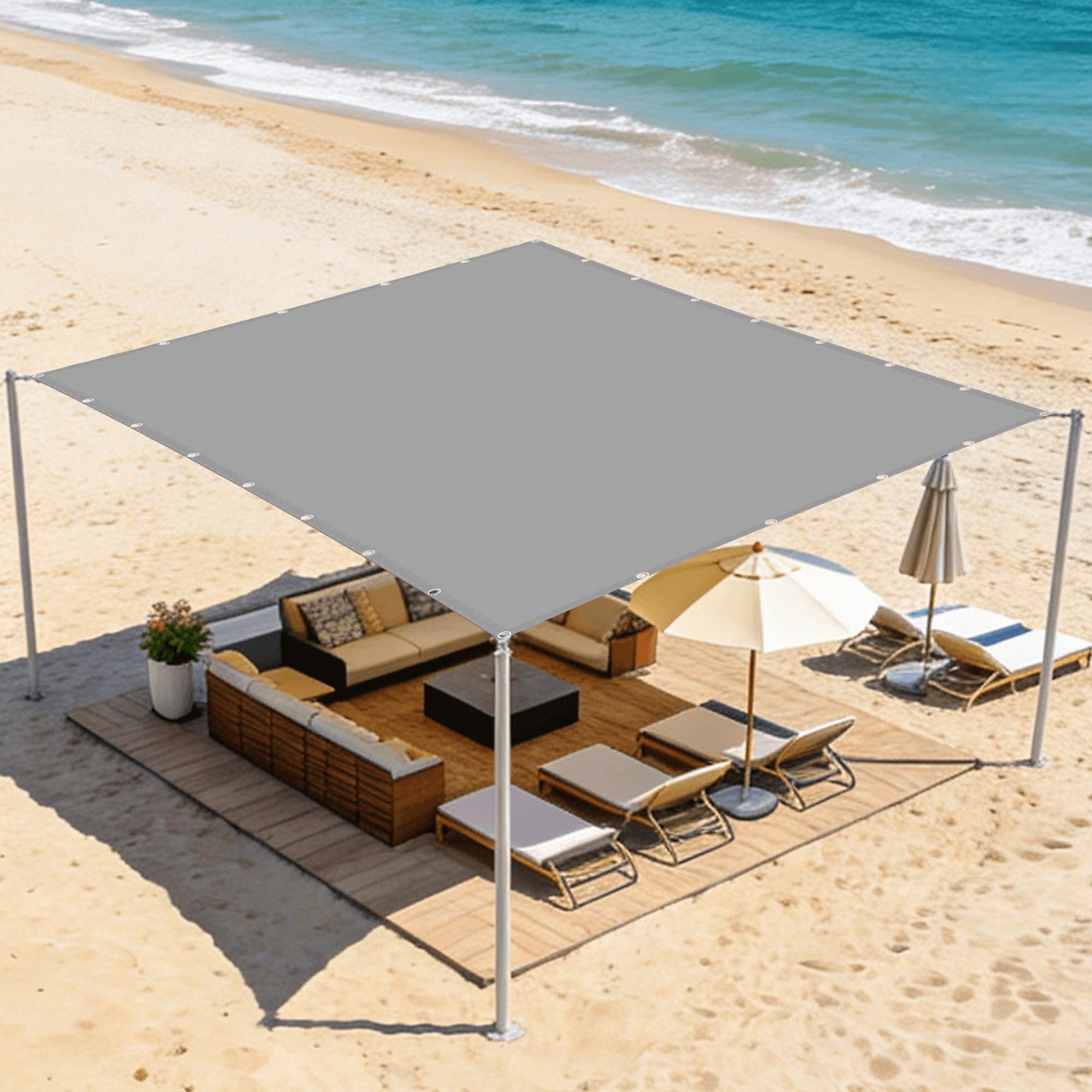 Voile d'ombrage imperméable pour protéger le repas sur la terrasse du vent et de la pluie d'été