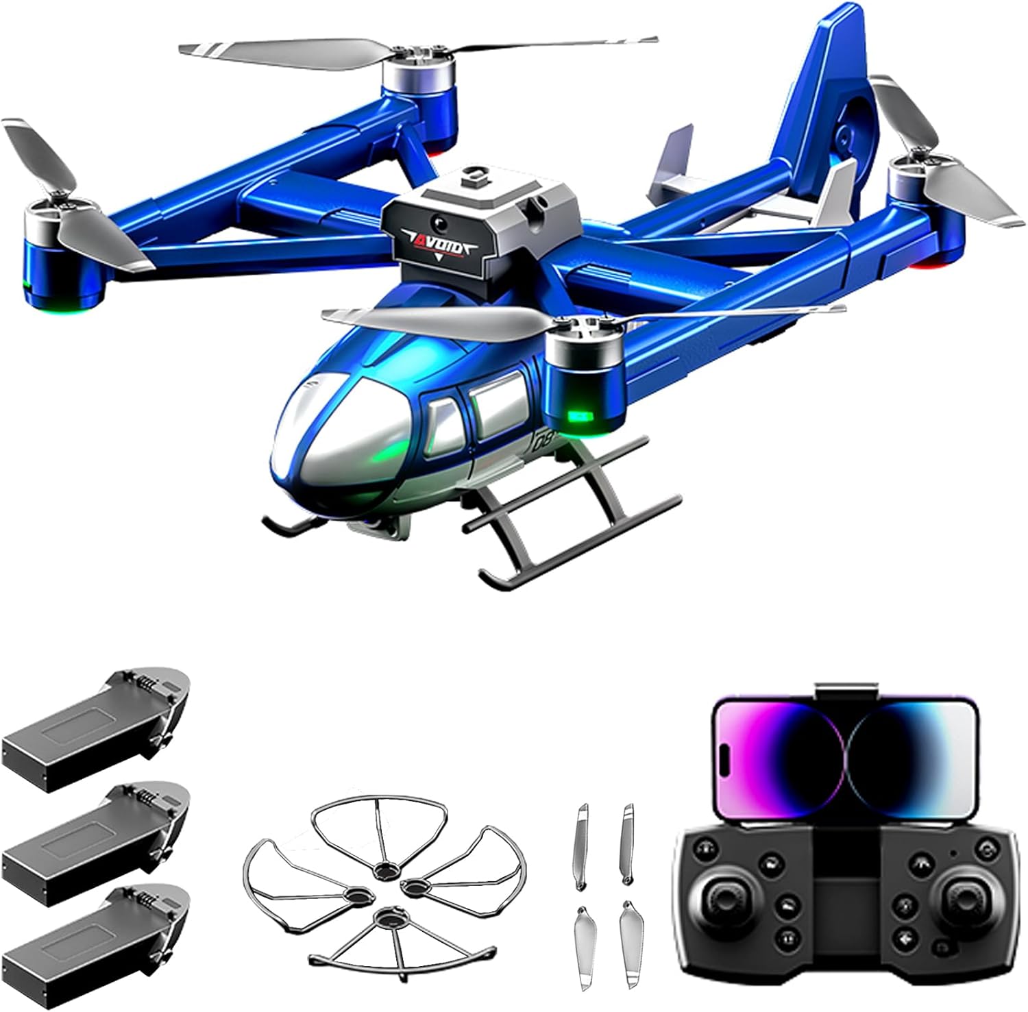 Remote Control Helicopter, Airbus Quadcopter RC Helicopter with Dual Camera 720P, Five Sided Obstacle Avoidance, Optical Flow Hovering, One Key take Off/Landing, Brushless Motor