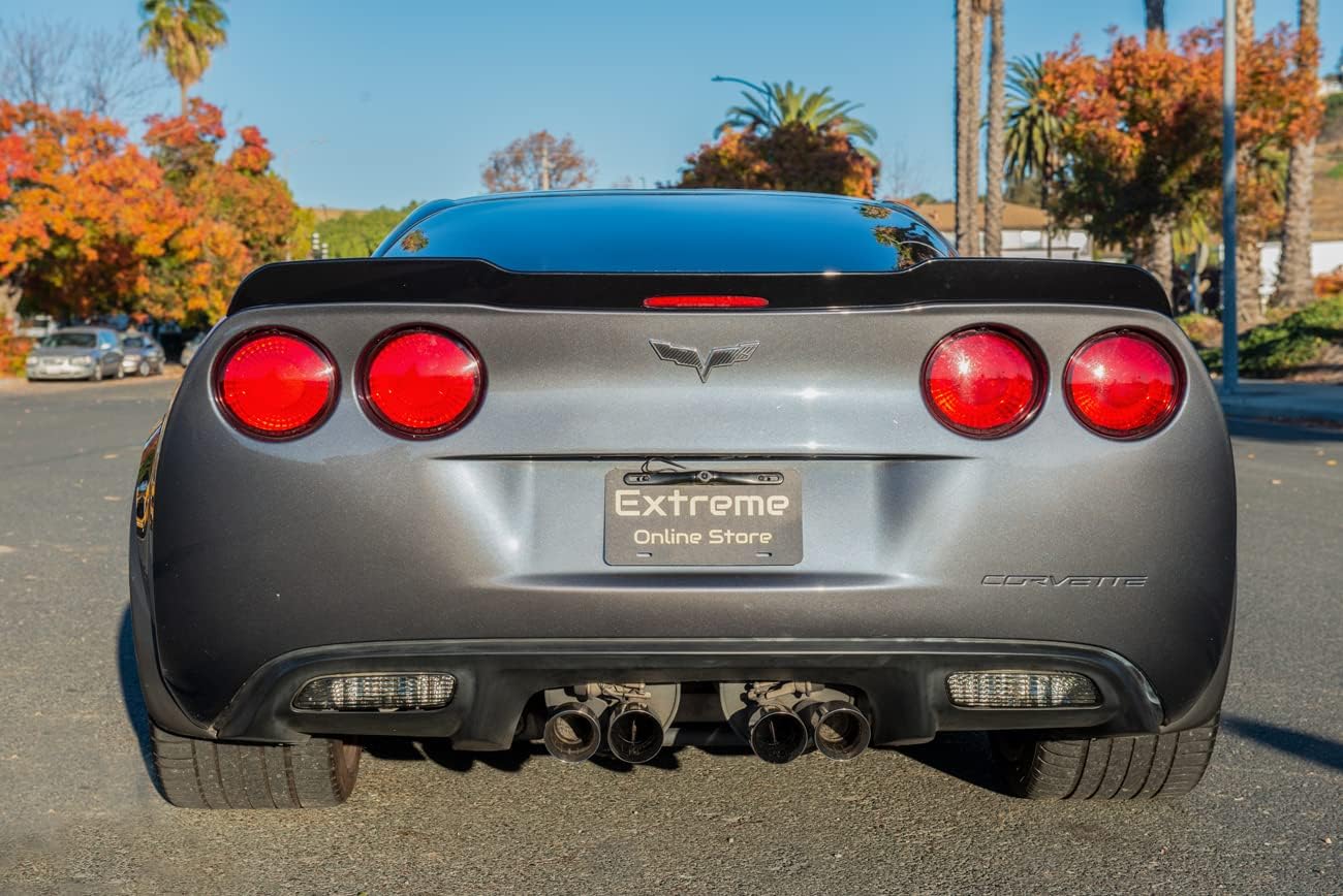 Replacement for 2005-2013 Chevrolet Corvette C6 All Models | ZR1 Extended Style Rear Trunk Lid Wing Spoiler (ABS Plastic - Glossy Black)