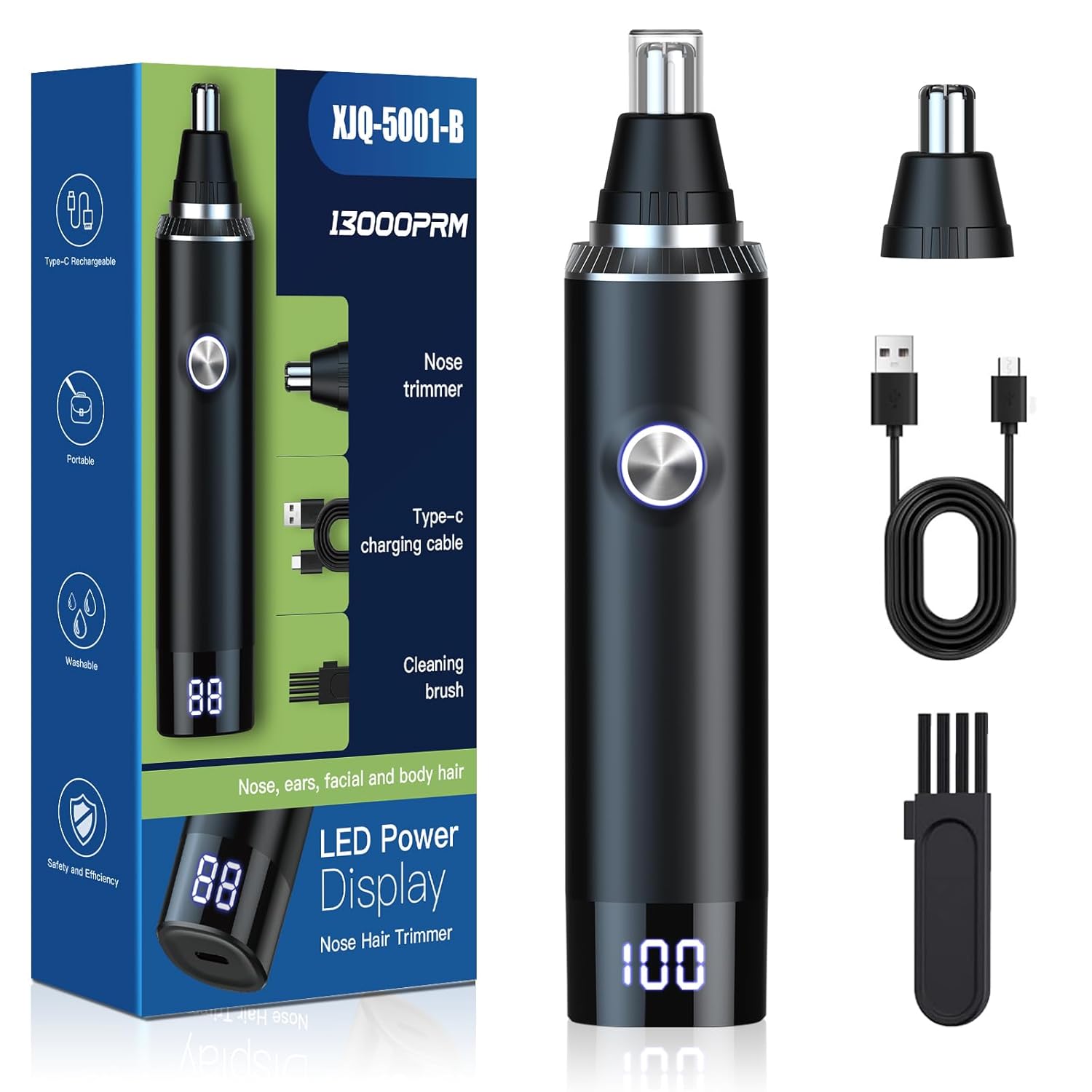 Ear and Nose Hair Trimmer for Men 2025 Professional Painless USB Rechargeable Eyebrow Facial Hair Trimmer 13 000