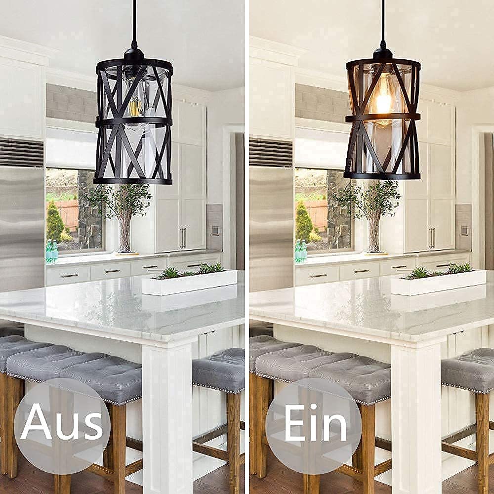 Depuley Led-hanglamp, vintage, 1 vlam, retro hanglamp met E27-fitting, zwart, hanglamp in industrieel design, verstelbare hanglamp van staal voor eetkamer (zonder lamp