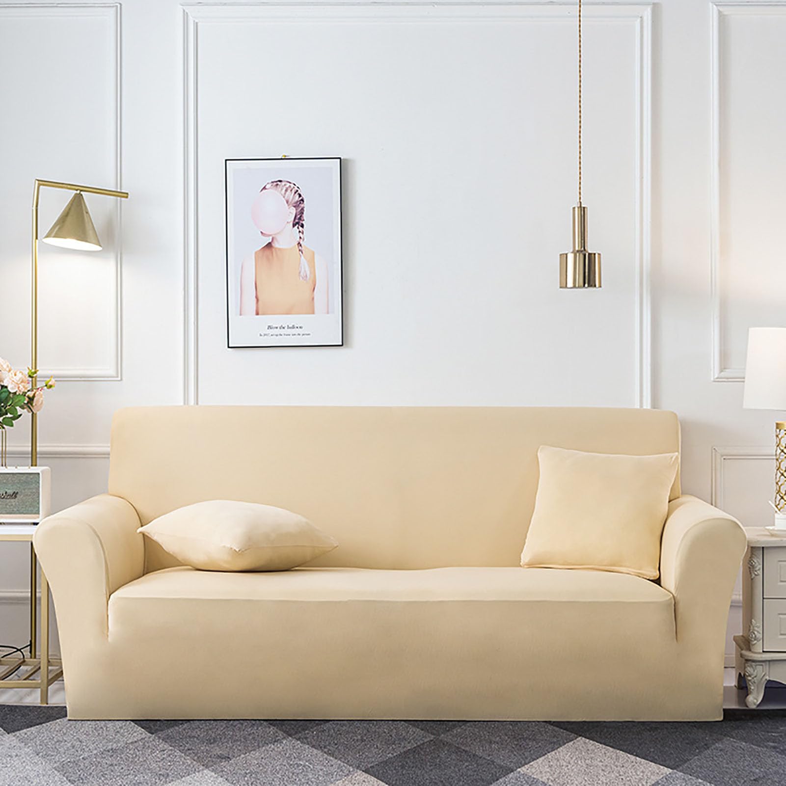 Housse de canapé extensible universelle douce lavable unie
