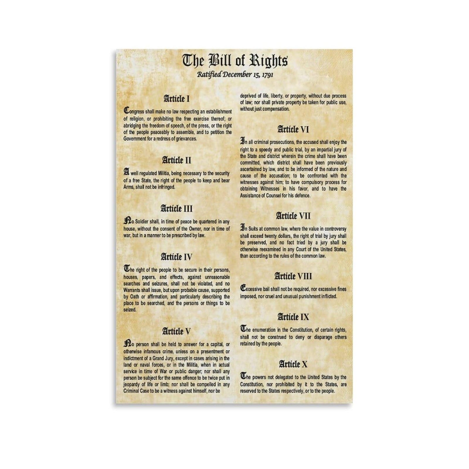 BYCIFRLG Constitution History Poster, Bill of Rights & Founding Documents, Civics Government Class Wall-Art(Framed,08x12inch(20x30cm))