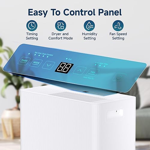 Miniatura 3 de Deshumidificador de 35 pintas para sótano con manguera de drenaje, deshumidificadores de 3000 pies cuadrados para el hogar, con función de