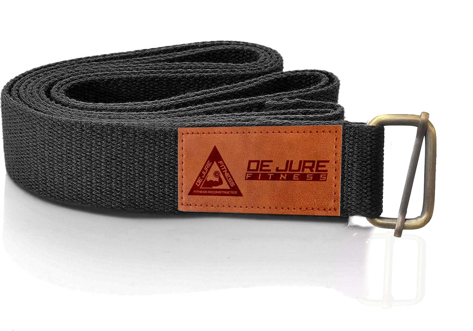 De Jure Fitness Polyester Yoga Strap with Nickel-Coated Buckle – 8 Feet, Black – Ideal for Stretching, Yoga, Pilates & Physical Therapy | Black Pack of 1