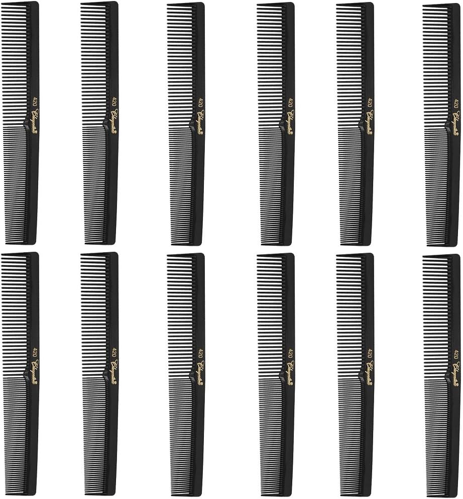 Cleopatra 420 7" Flat Square Back Barber Hair Comb (12 Pack)