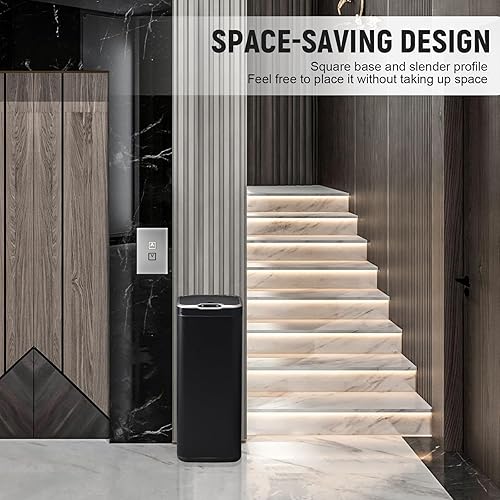 Miniatura 5 de ELPHECO Basurero cuadrado de acero inoxidable con sensor de 8 galones con tapa, cubo de basura automático de 30 litros, cubo de basura de metal