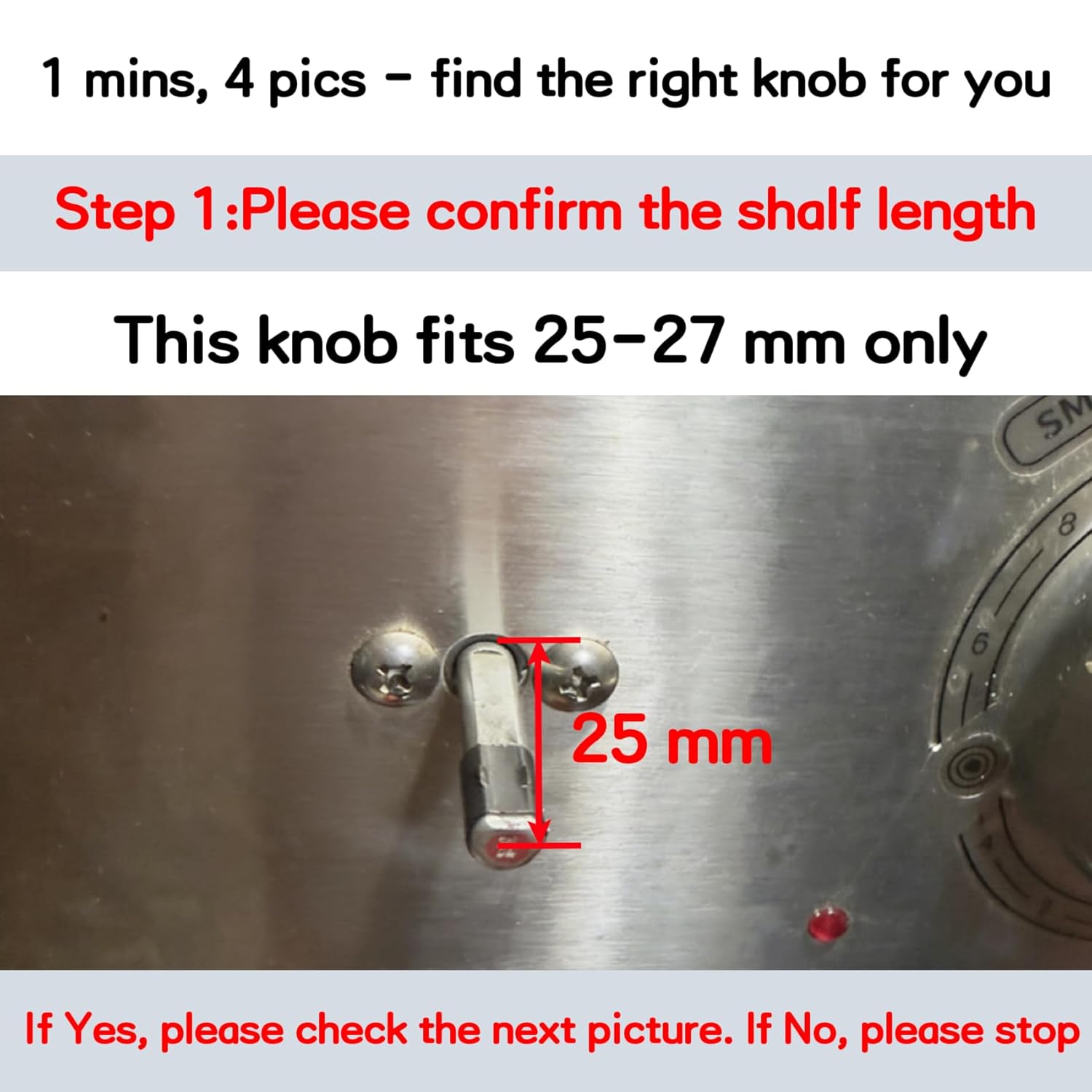 Sieri NE63A6511SS NE63A6111SS NE63A6711SS NE63A6751SS NE63D6511SR NE63D6711SR Knob for Samsung Electric Stove Replacement Knobs DG94-03950F.Check Fig 2 to Confirm Shaft Length Before Ordering