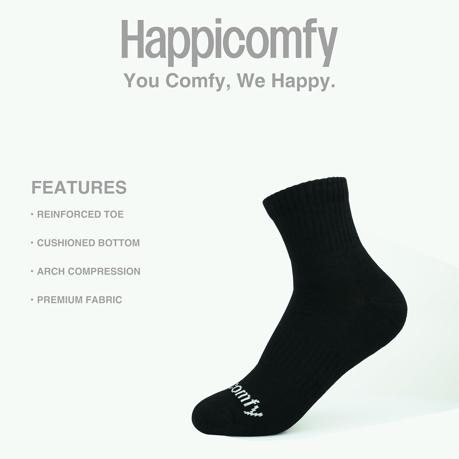 Men's Cotton Socks, Athletic Thin Cushioned, Above Ankle Fit with Arch Support and Stretchy Binding Tube, 6-Pairs - Image 3