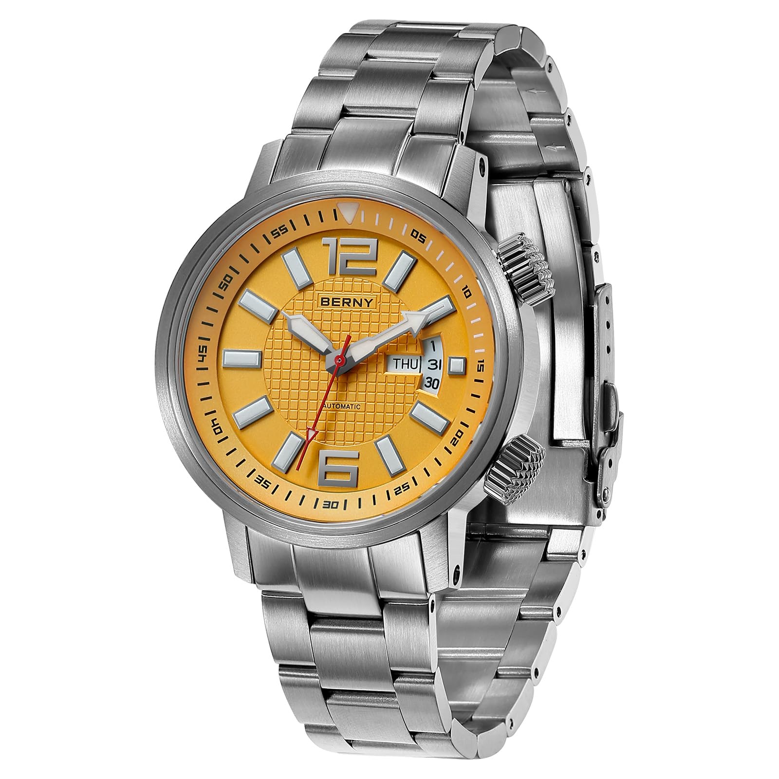 Automatic Mechanical Dive Watch for Men Self Winding Sport Stainless Steel Strap Wristwatches Waterproof 20ATM Sapphire Glass Scratch Resistant Super Luminous-No Battery Required