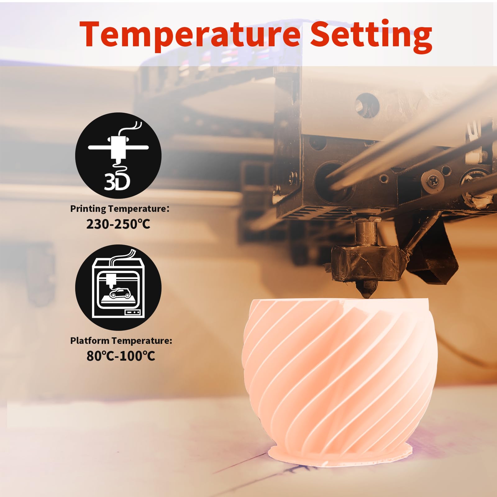 GEEETECH - Filamento in ABS+, 1,75 mm, per stampante 3D, 1 kg,per bobina, colore: rosa pallido (Skin)