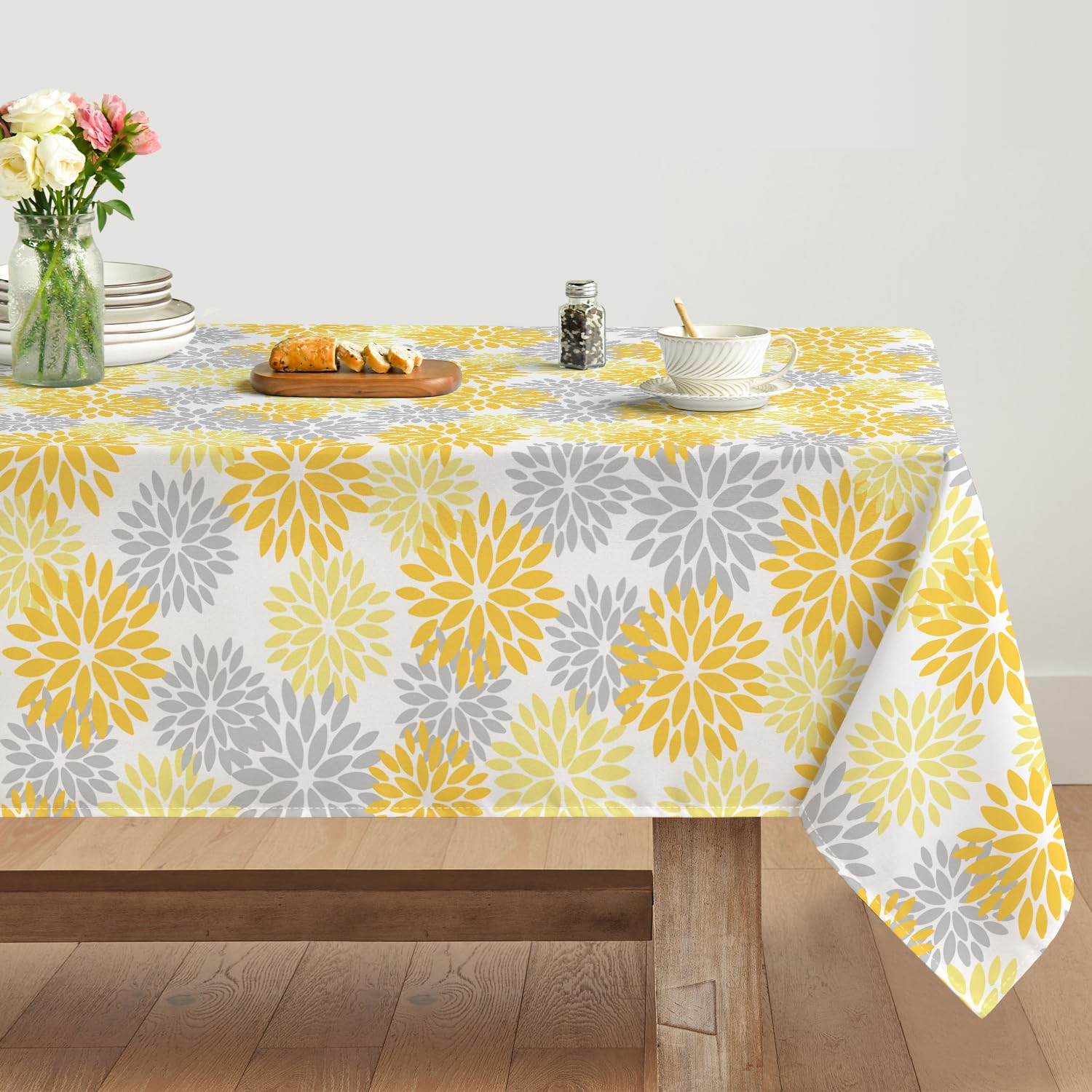 Artoid Mode Nappe D'Automne Fleurs Jaunes Dahlias 140x220 Cm - Décoration Table Résistante