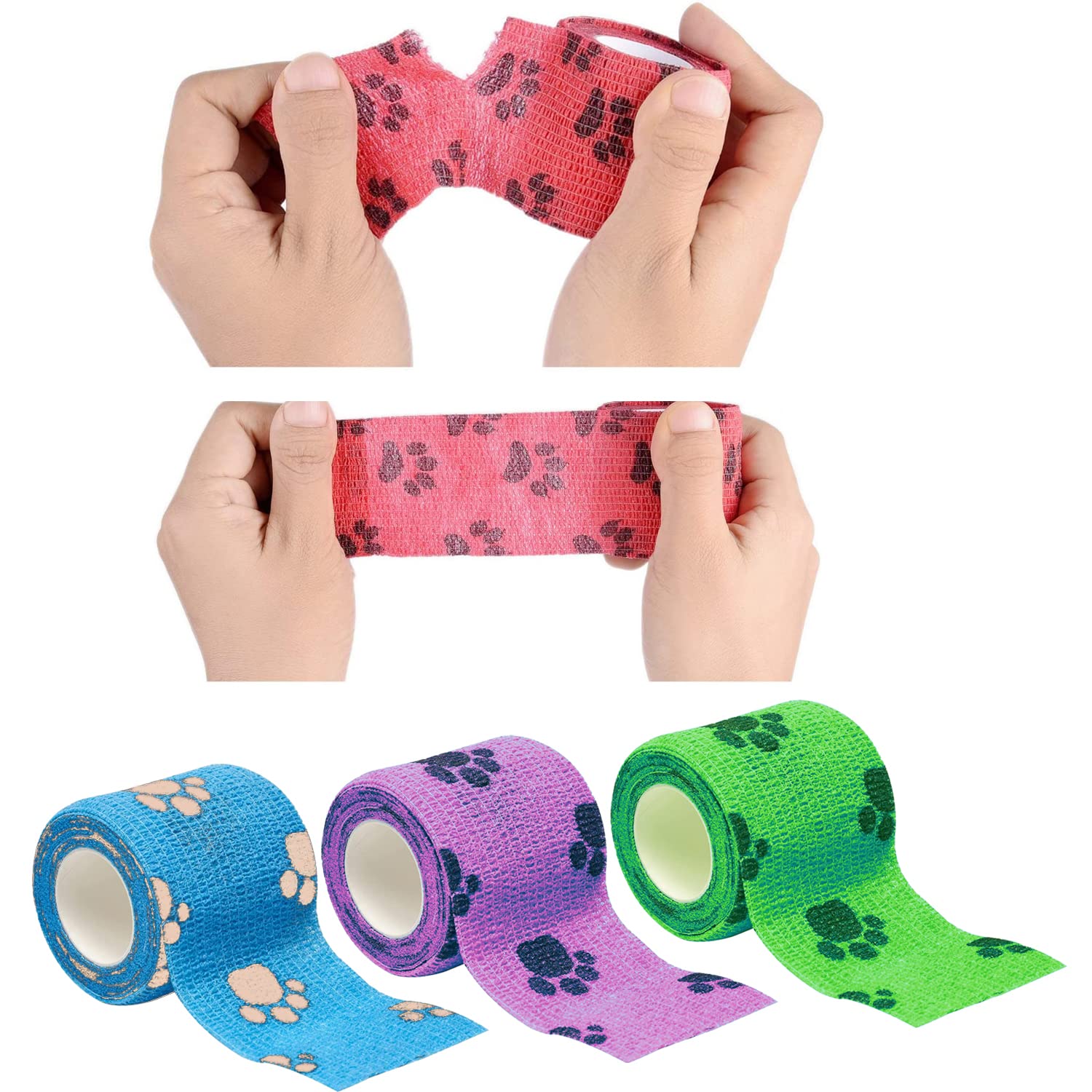 Lot De 6 Rouleaux De Bandage Cohésif Non Tissé Auto-adhésif Pour Chiens, Chats, Chevaux, Animaux Domestiques, 2,5 Cm X 4,6 M (beige