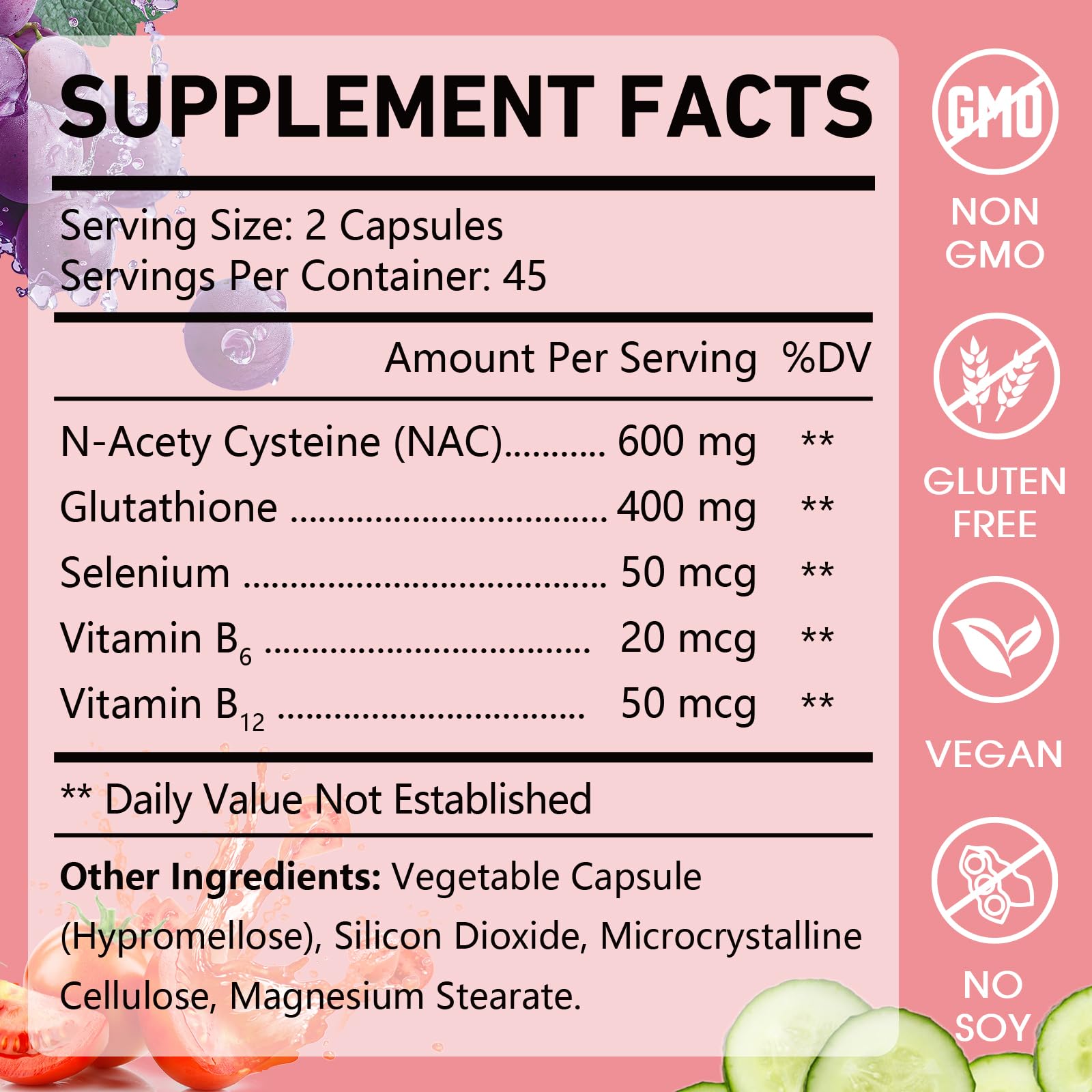 OMOGS Glutathione & NAC Supplement, with vtamin B & Selenium, Supports Liver Health, Cellular, Antioxidant, Energy Production & Immune, Vegan & Gluten-Free, 90 Veg Capsules. — Amazon image 5