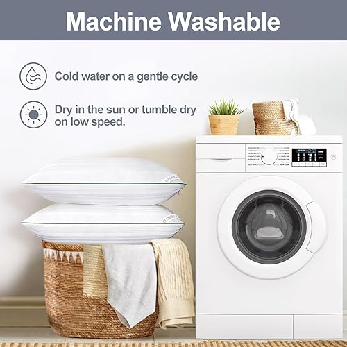 Miniatura 6 de Cosmoluxe Hotel Collection - Juego de 2 almohadas de cama firmes tamaño Queen para dormir, almohadas alternativas de plumón, paquete de 2 para