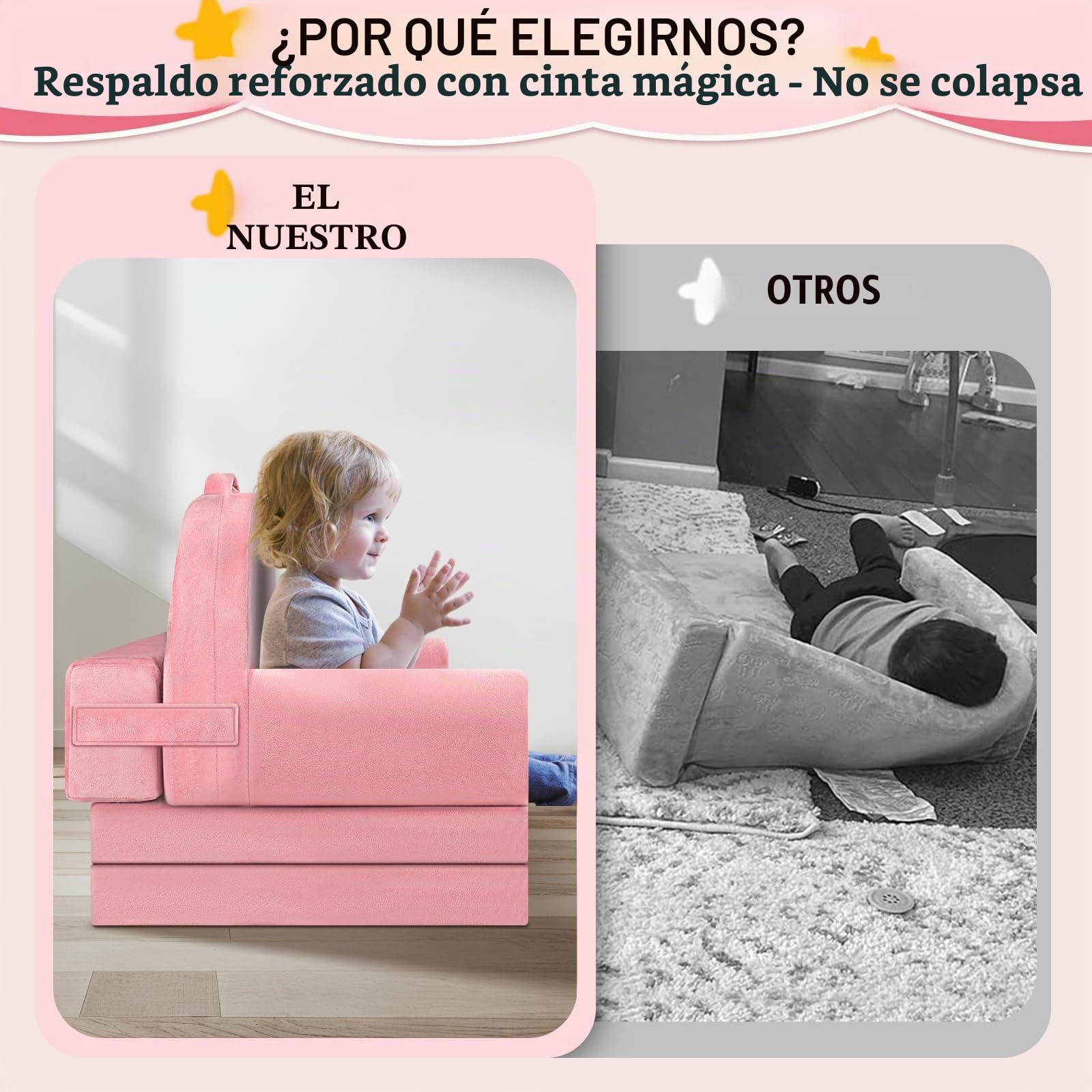Sofá Infantil, 2 en 1 Silla Plegable para niños, 150cm Suave sofá de Terciopelo de Cristal para los niños pequeños para el Dormitorio, Sala de Estar