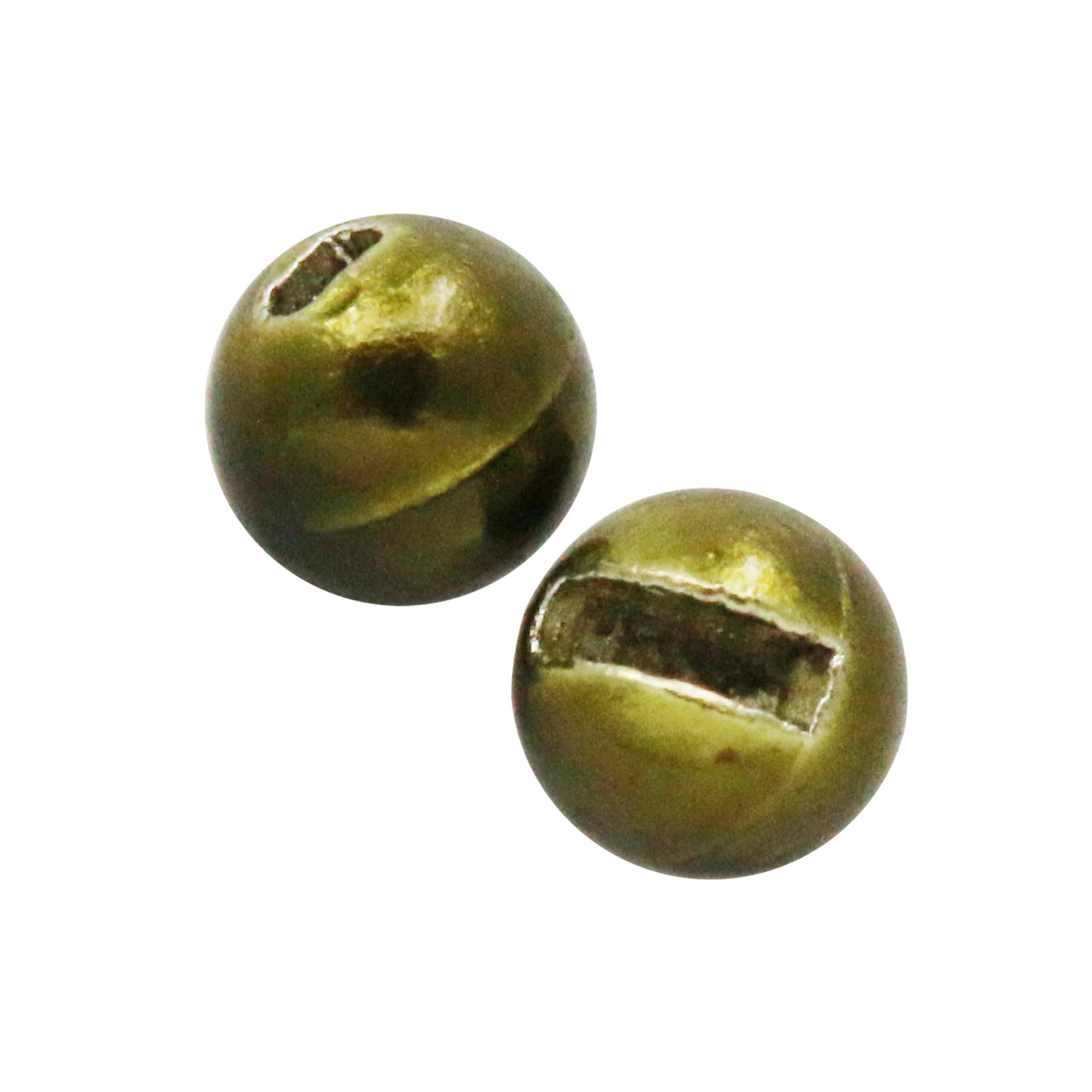 Temorah 35 Colors 2.0-6.4mm Slotted Tungsten Beads for Fly Tying (Metallic Olive, 3.3mm(1/8'') 50PCS)