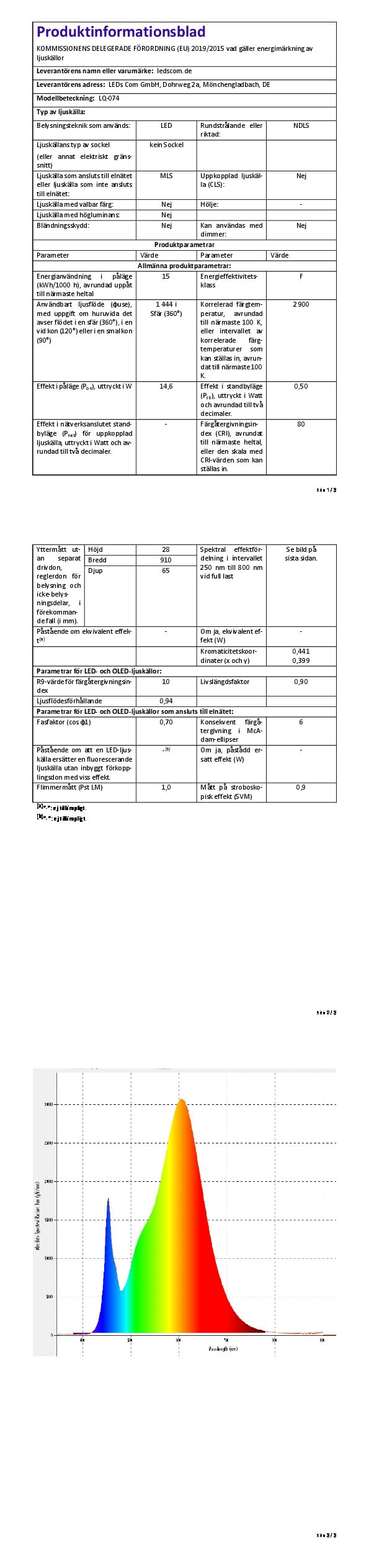ledscom.de LED Unterbau-Leuchte LIWO 91cm, schwenkbar, mit Schalter,16W, je 1444lm, warmweiß, 4er Set