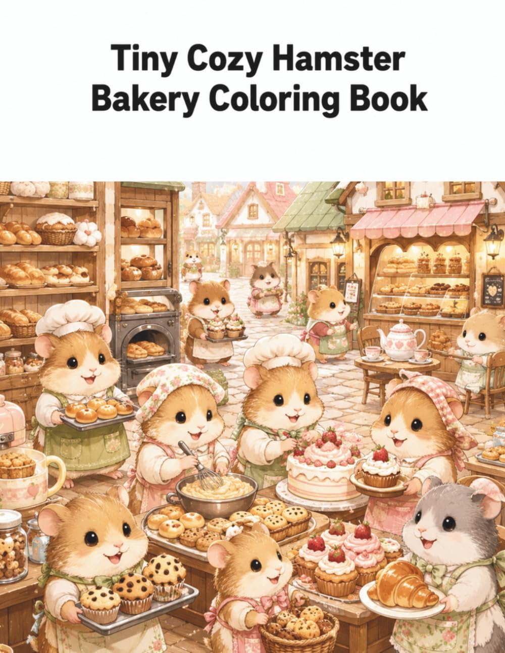 Tiny Cozy Hamster Bakery Coloring Book: Sweet Bakery Adventures with Adorable Hamsters and Cozy Village Charm