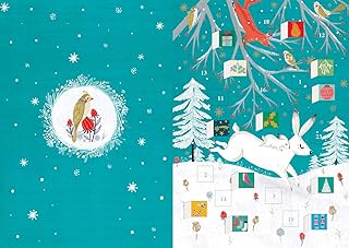 Roger la Borde Frosty Forest Hare Advent Calendar Card Hare 170 x 120 mm Gold foil.