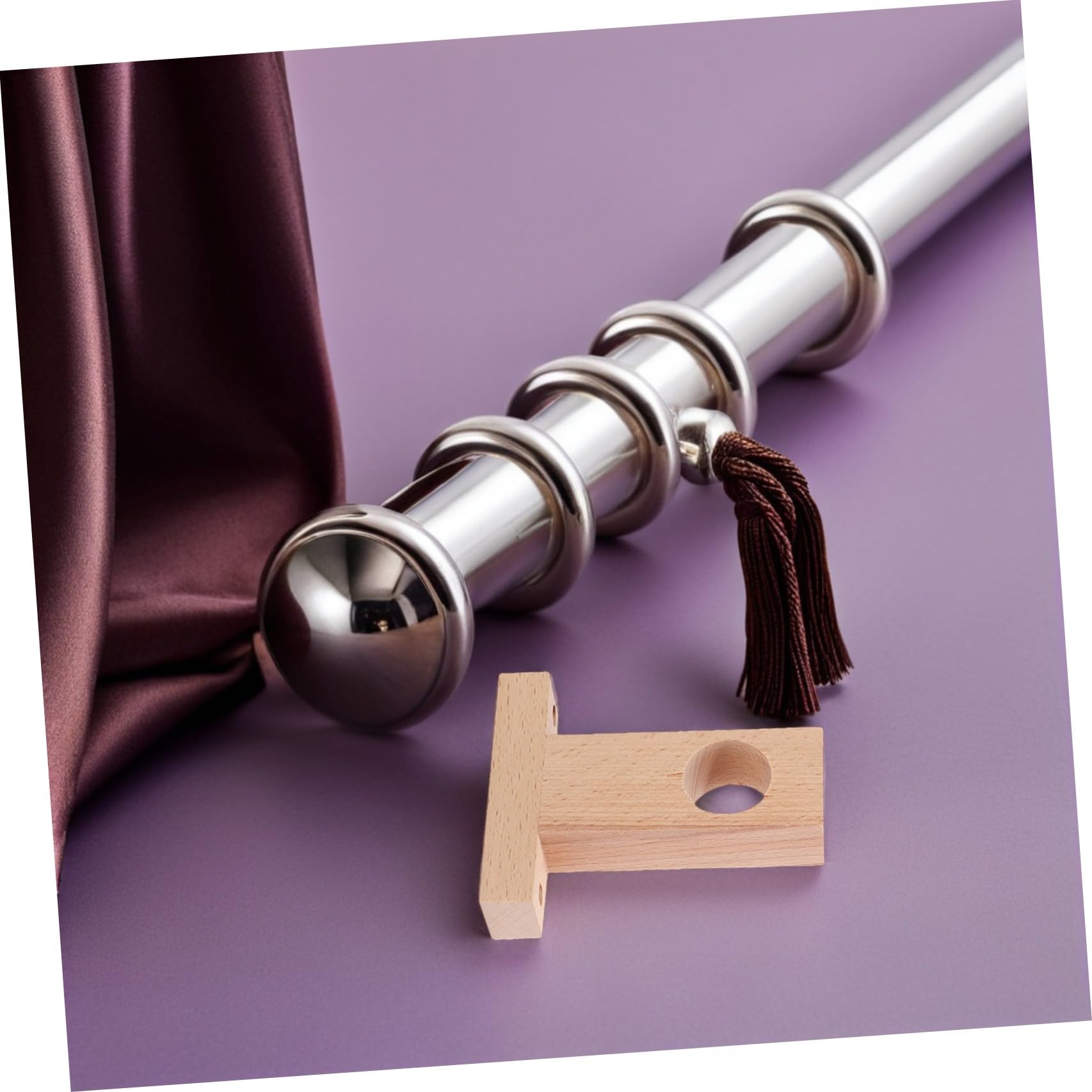 Happyyami Supporti per Bastoni per Tende in Legno 4 Pezzi, Facile da Installare e Resistente, Adatti per Soggiorno e Sala da Pranzo, Diametro Interno 2,5-3cm