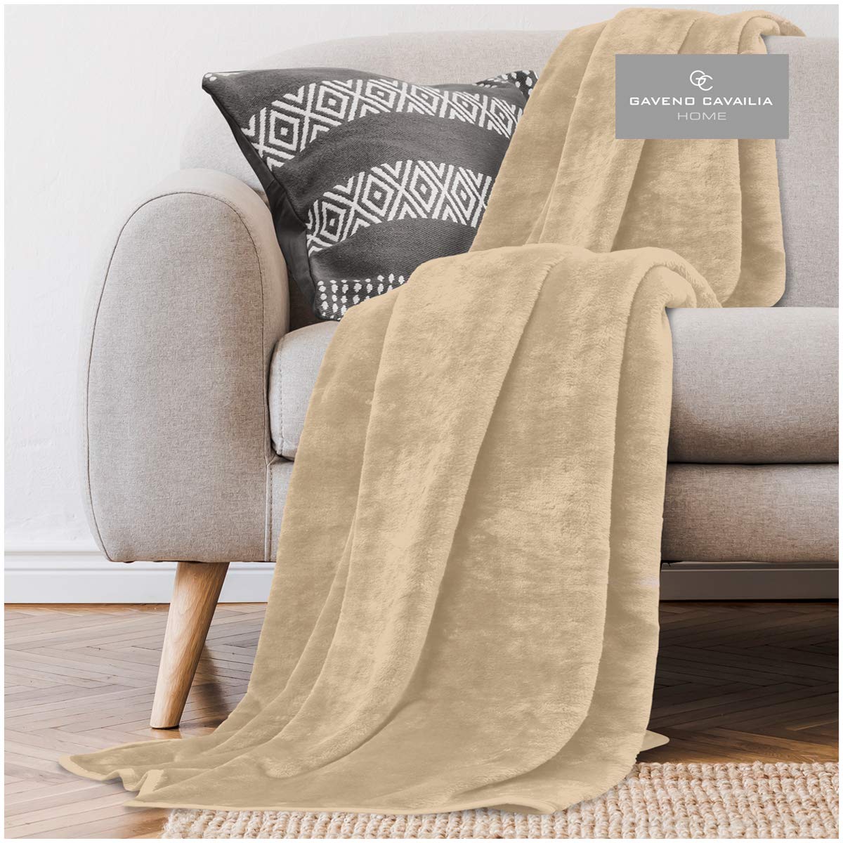 Gc Gaveno Cavailia Biscuit Gaveno Cavailia Comfy Faux Fur Fleece Plain Throw Blanket, Single ( 127 X 152 Cm )