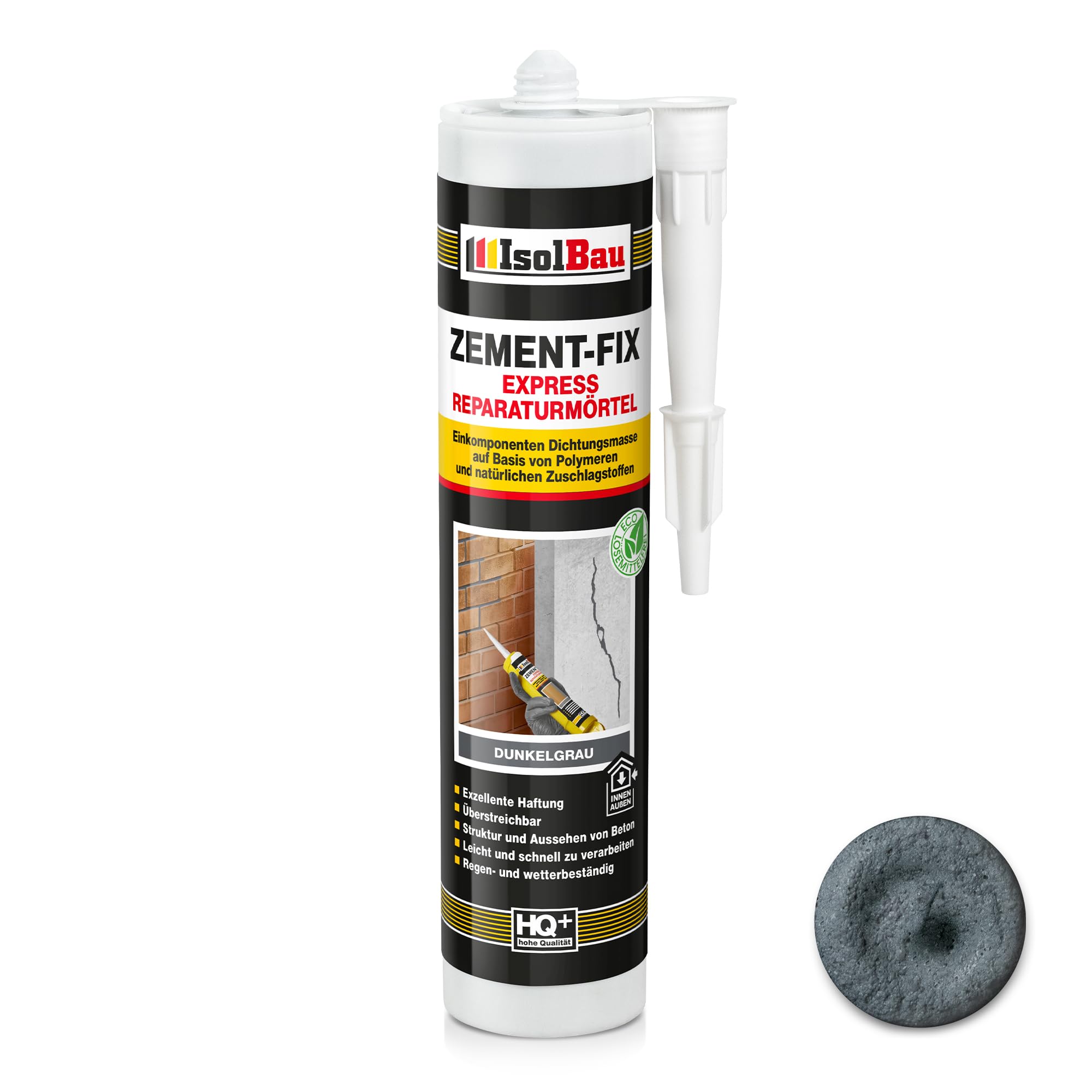 Isolbau Zement-Fix 1 x 300 ml Dunkelgrau Express Reperaturmörtel - Dichtungsmasse für Fugen & Risse im Innen- & Außenbereich, Kartusche