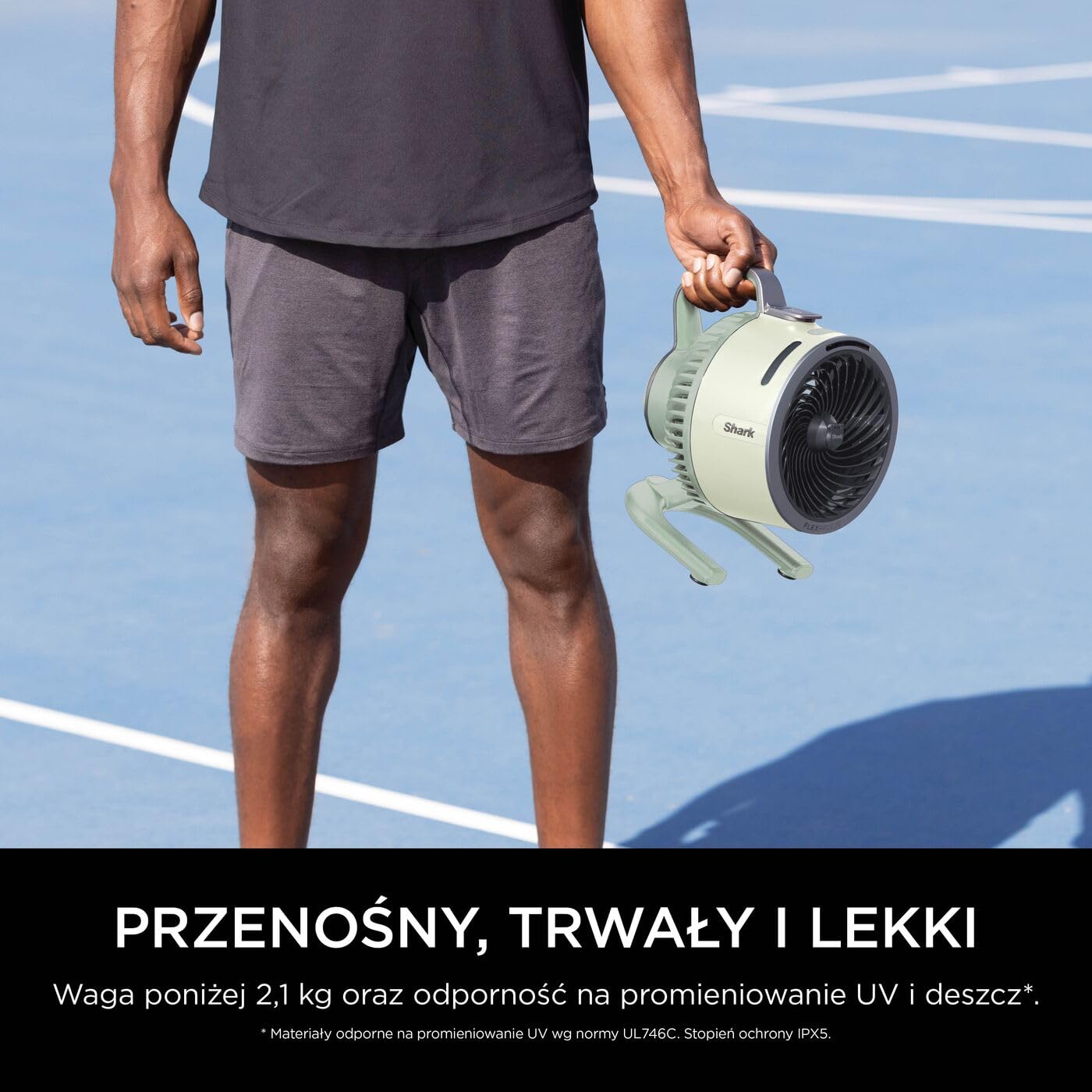 Shark FlexBreeze HydroGo – mocny wentylator przenośny z mgiełką, wewnątrz i na zewnątrz, cichy i trwały, przewodowy i bezprzewodowy, kompaktowy i lekki, 5 poziomów prędkości, Miętowy FA050EUGN | Chłodzenie wewnątrz i na zewnątrz, ciche i trwałe, przewodow