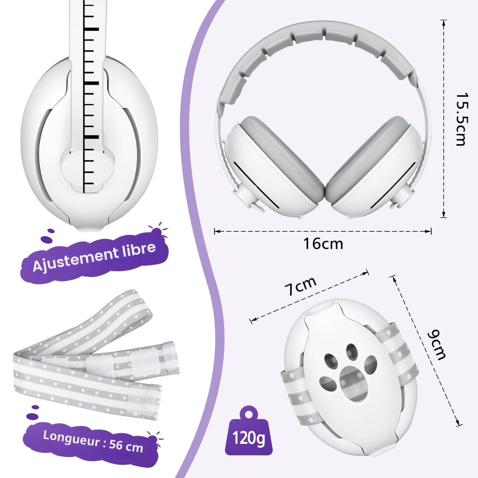 Casque anti-bruit pour bébé de 0 à 2 ans, protection auditive pour enfants, avec réduction de bruit, pour le quotidien et les événements