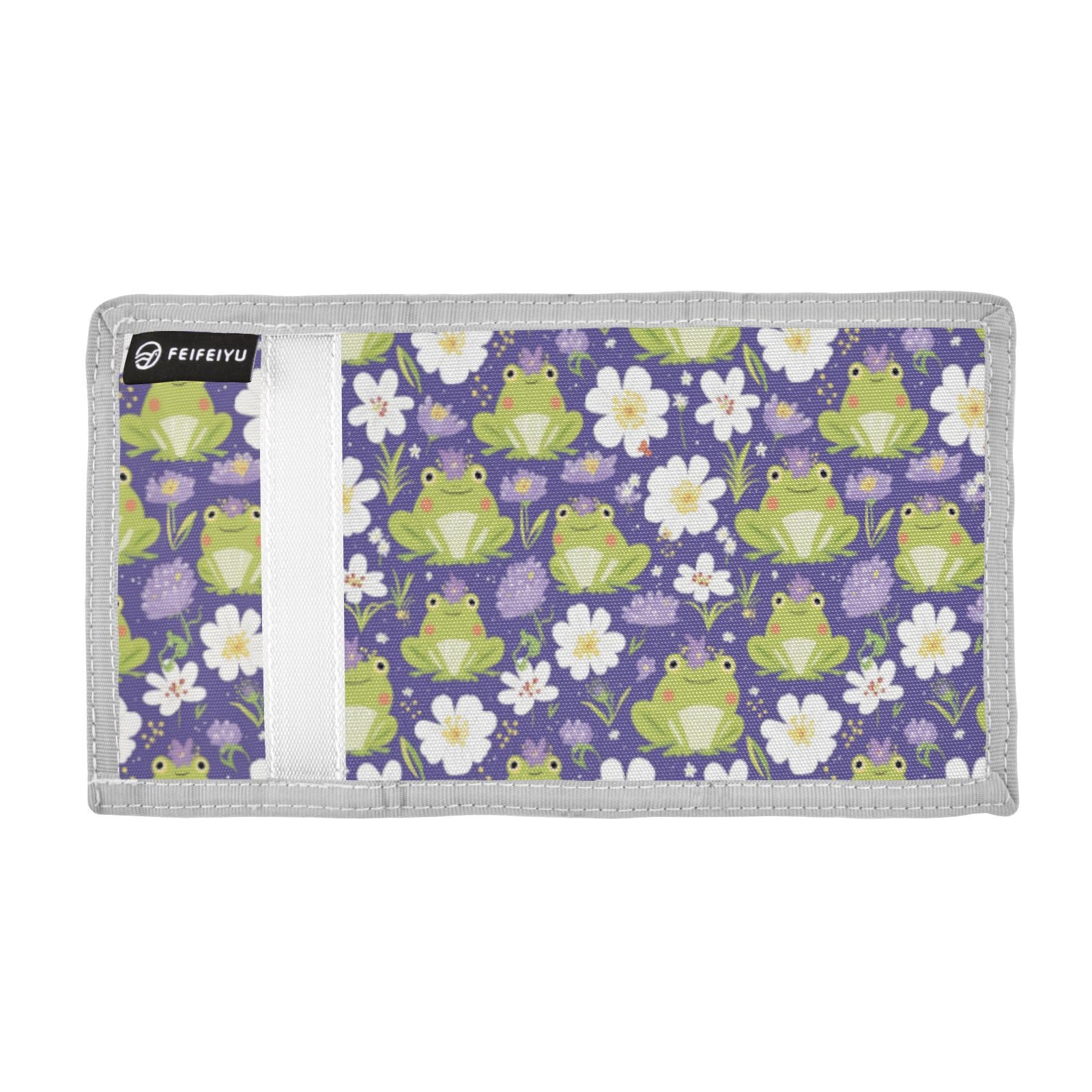 Wusikd Cartoon Frogs Kids Wallet for Boys Girls Flower Crowns Toddler Trifold Wallet Novelty Wallet for Teens Women Men