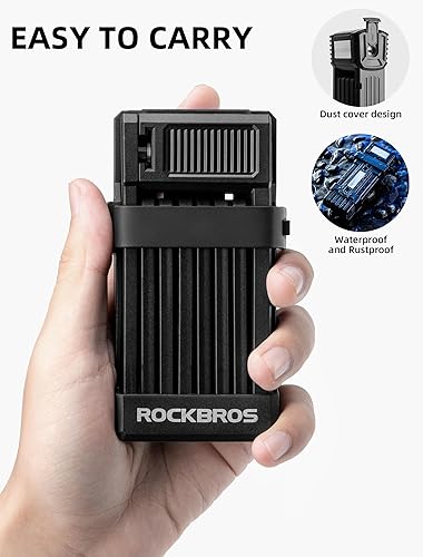 Miniatura 3 de ROCKBROS Cerradura de bicicleta plegable antirrobo,Diámetro negrita 0.3 in,Material ABS de alta resistencia,Cerradura de llave plegable portátil